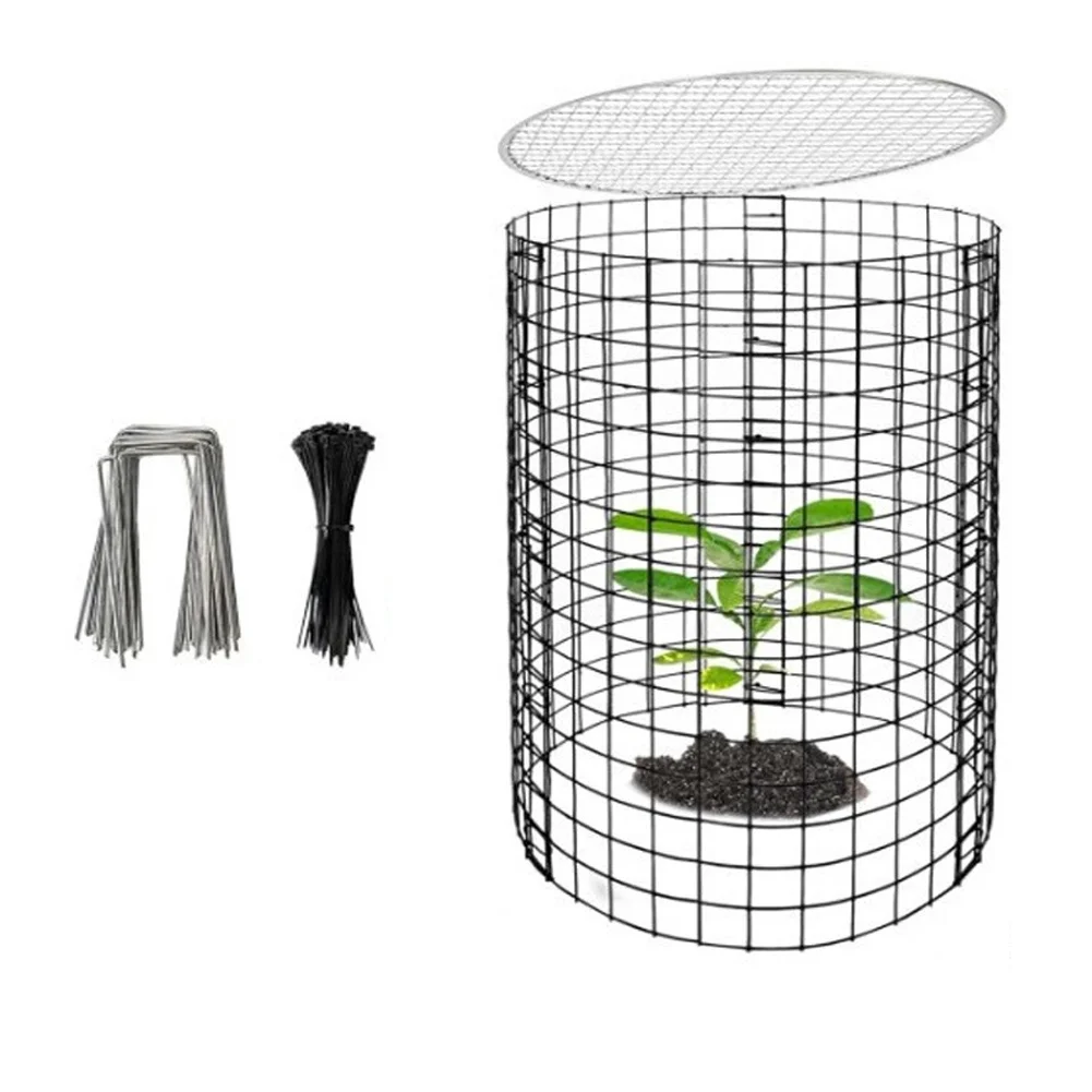 Garden Plant Mesh Cover Hardware Tools Set Metal Mesh Cage 42.8 X 33 Cm With Ground Stakes Rolled Strips Animal Proof