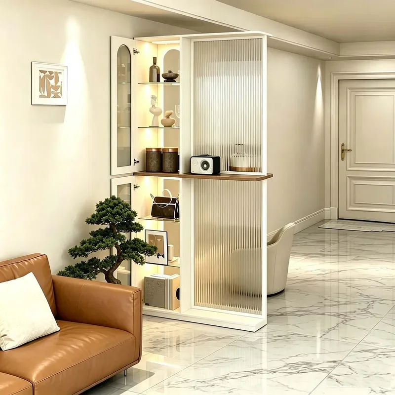 Wooden Entryway Shoe Cabinet Living Room Partition Shelf Household Screen Rack Display Stand Storage Locker Wine Rack