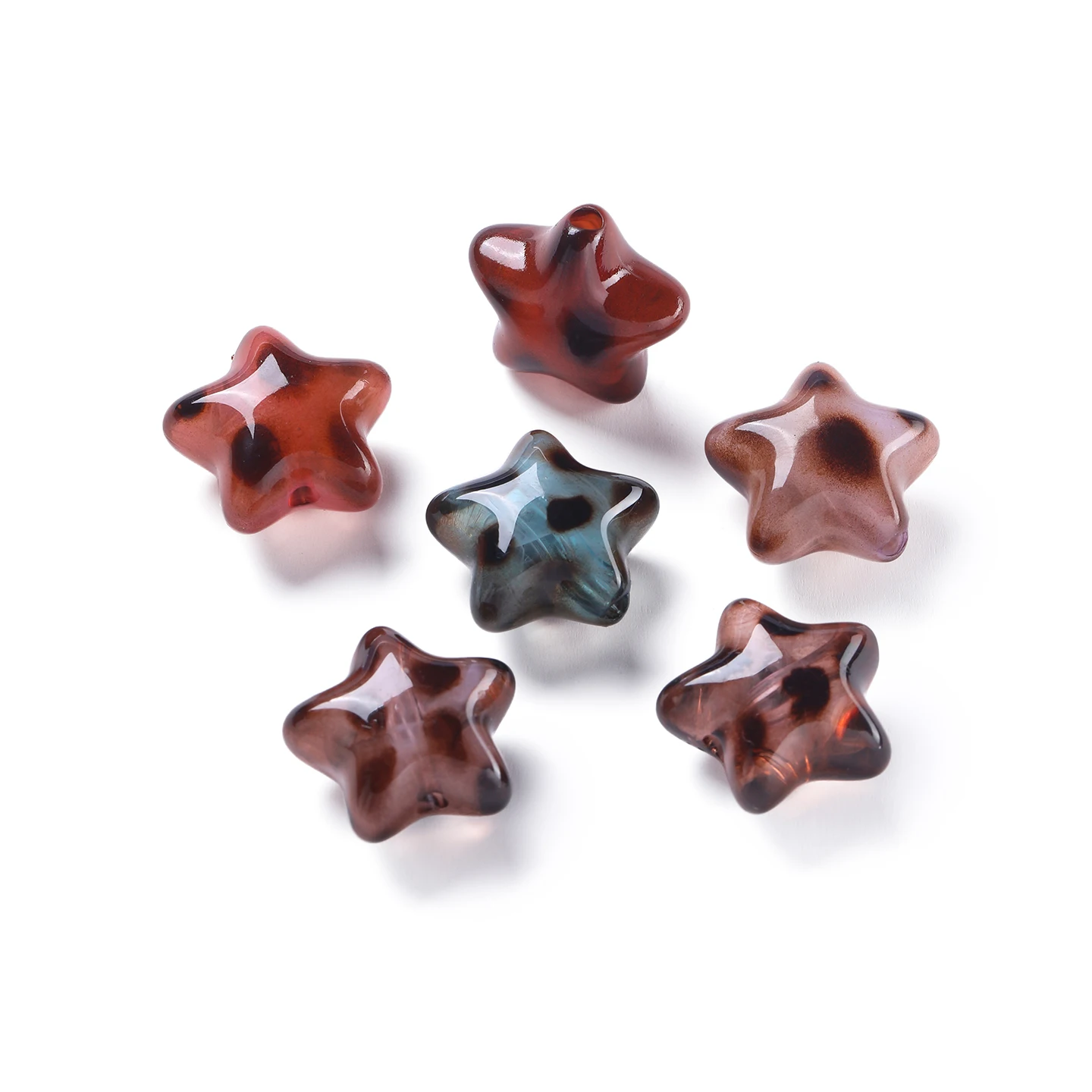2pcs Star Shaped Leopard Print Beads Acrylic Spacer Loose Beads for DIY Necklace Bracelet Phone Chain Jewelry Making Supplies