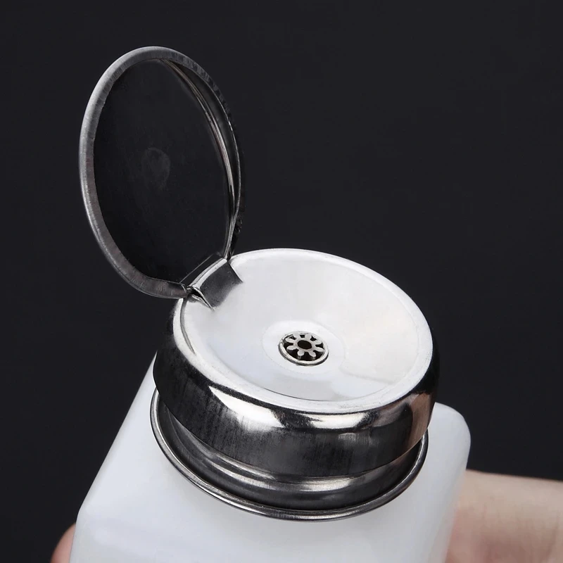 1pcs 200ML Portable Press Empty Refillable Bottle Liquid Alcohol Pump UV Gel Nail Polish Cleaner Acetone Water Remover Dispenser