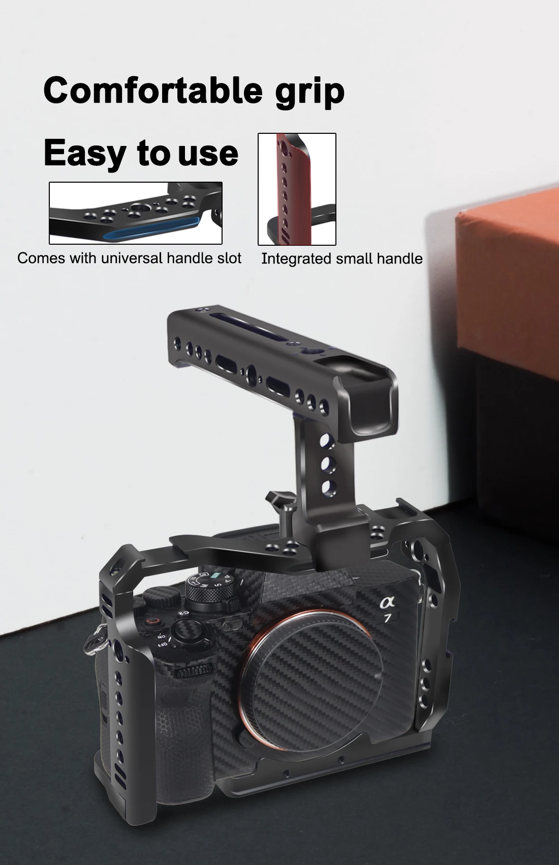 A7M4 A7R4 Kamera Vollkäfig Rig Griff Griff Arca-stil Kalten Schuh Halterung ARRI Ortung für Sony Alpha 7S III IV A7M3 A73 A7R3 A7S3 – Detail 6