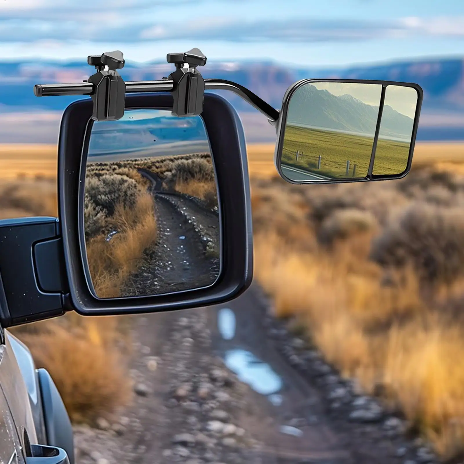 Tow Mirror Extensions 2 Pieces Clamp-On Mirror For Towing Rotatable Rearview Lens Extension For Auto RV Boat SUV Van Pickup