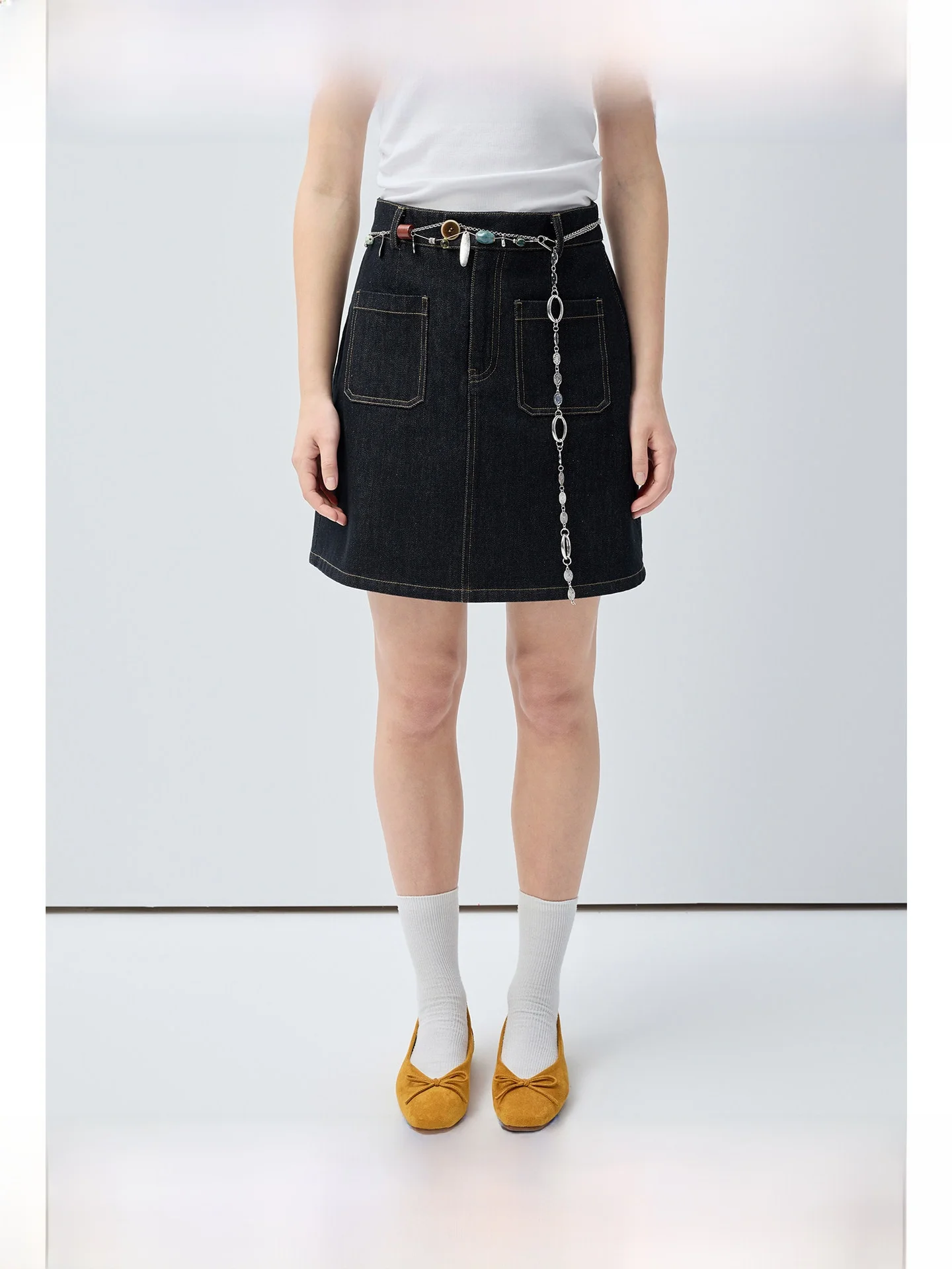 

Slimming A-Line Denim Skirt plus Size Women's Summer Versatile Short Skirt Commute Style Casual Pear Shape Straight Body Type