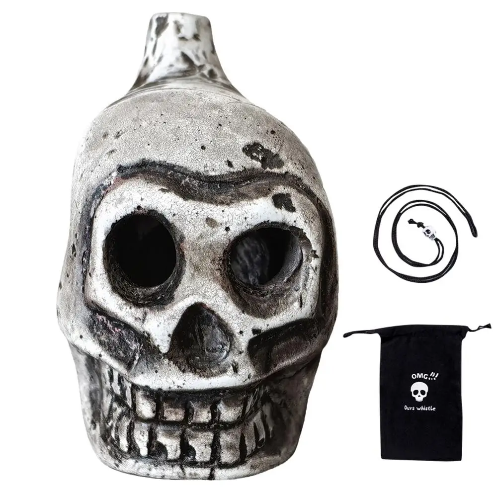 Authentische aztekische Pfeife, laute Spookys, aztekische gruselige Todespfeife, realistisches menschliches schreiende aztekische Geister-Kriegspfeife, Totenkopf-Kopf-Spielzeug