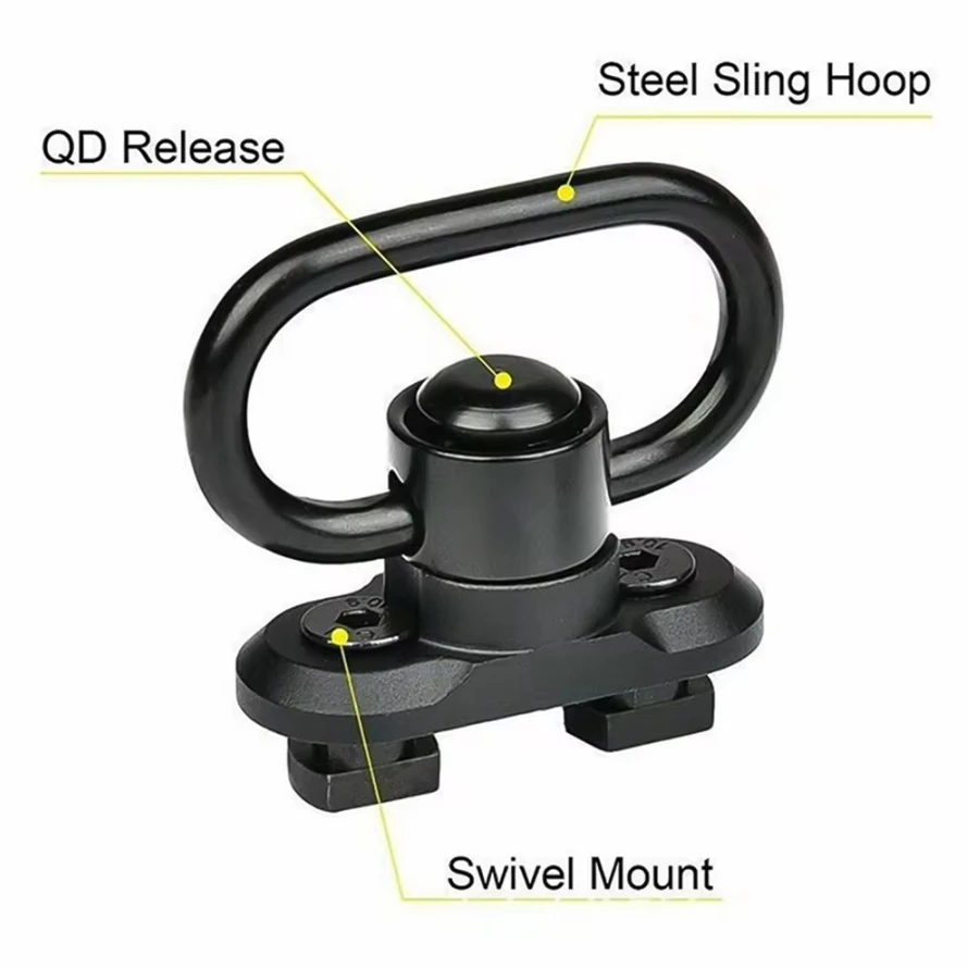 1.25” QD Sling Swivel Mount Heavy Duty Quick Detach Push Button Swivels for Two Point Sling 360°Rotatable Easy to Mount QD Sling