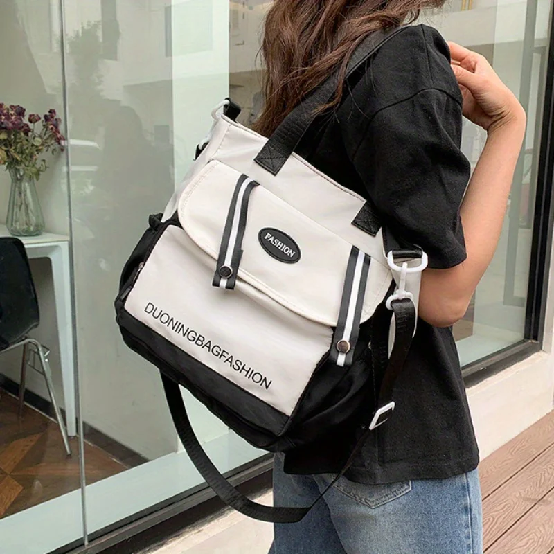 Large Capacity Harajuku College Canvas Single Shoulder Bag - Stylish Women's Japanese Style Handbag for Carrying Books