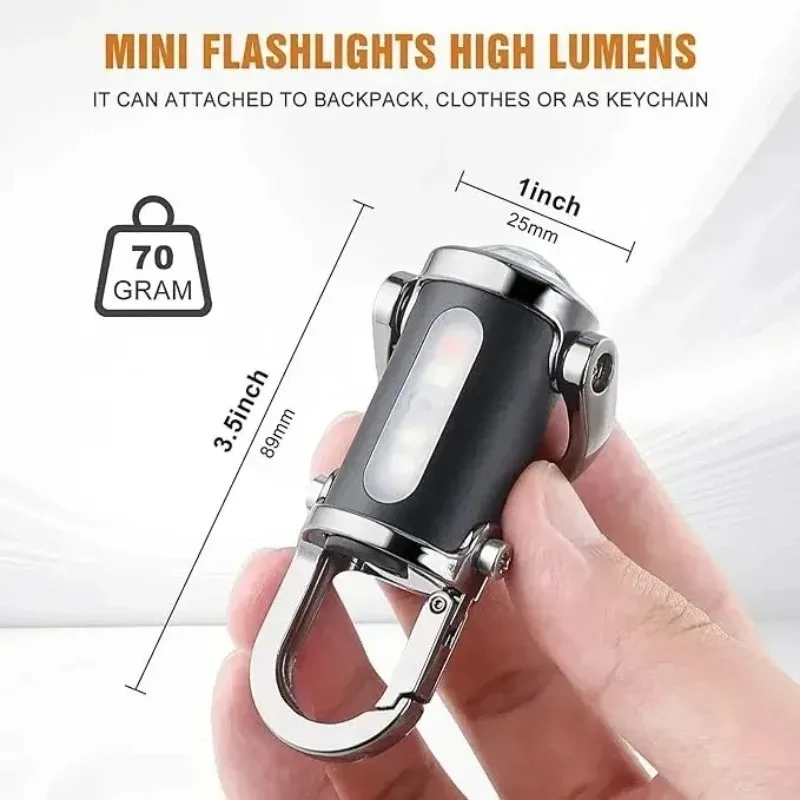Mini Newest COB Ultra Bright Flashlight Rechargeable LED Keychain Hanging Portable Light Waterproof Keyring Camping Pocket Lamp