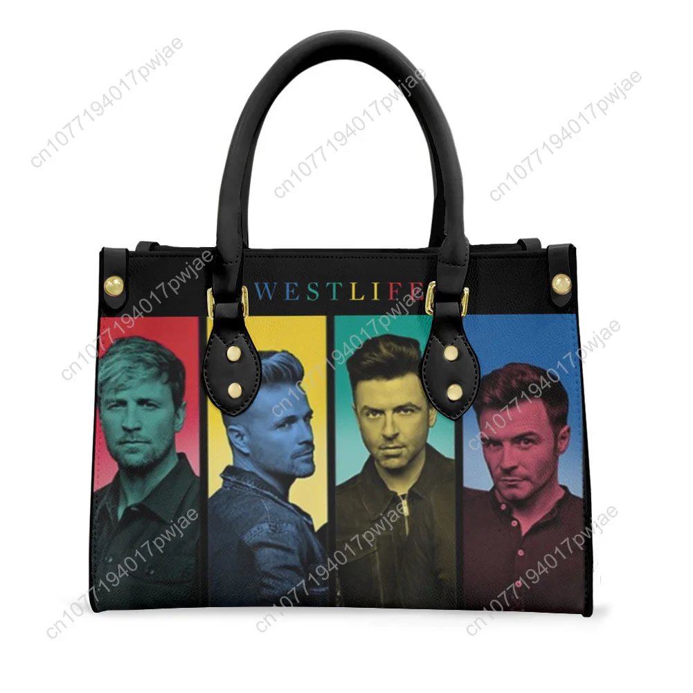 Westlife Pop Band Tote Bag Purse Womens Mens Personalized Text Image PU Leather Handbag Business Shopping Gift Bags