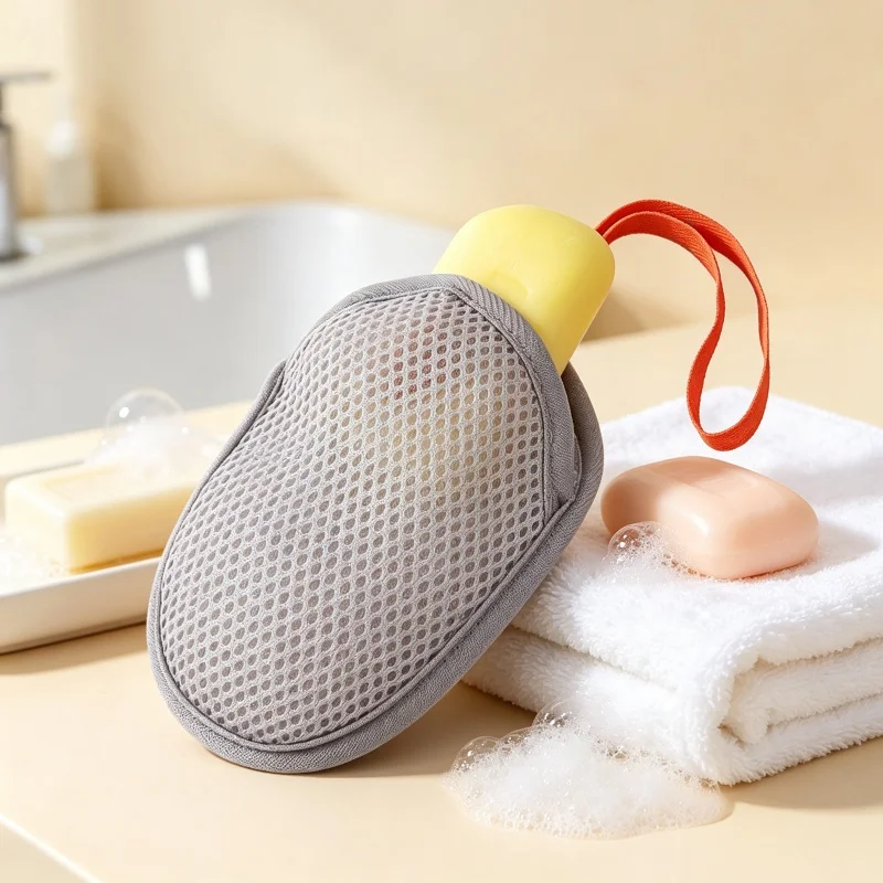 Soap Foaming Net Bag Exfoliating Bath Sponge Pouch Rich Bubble Massage Scrubber Hanging Loop Shower Cleaning Bath Tool