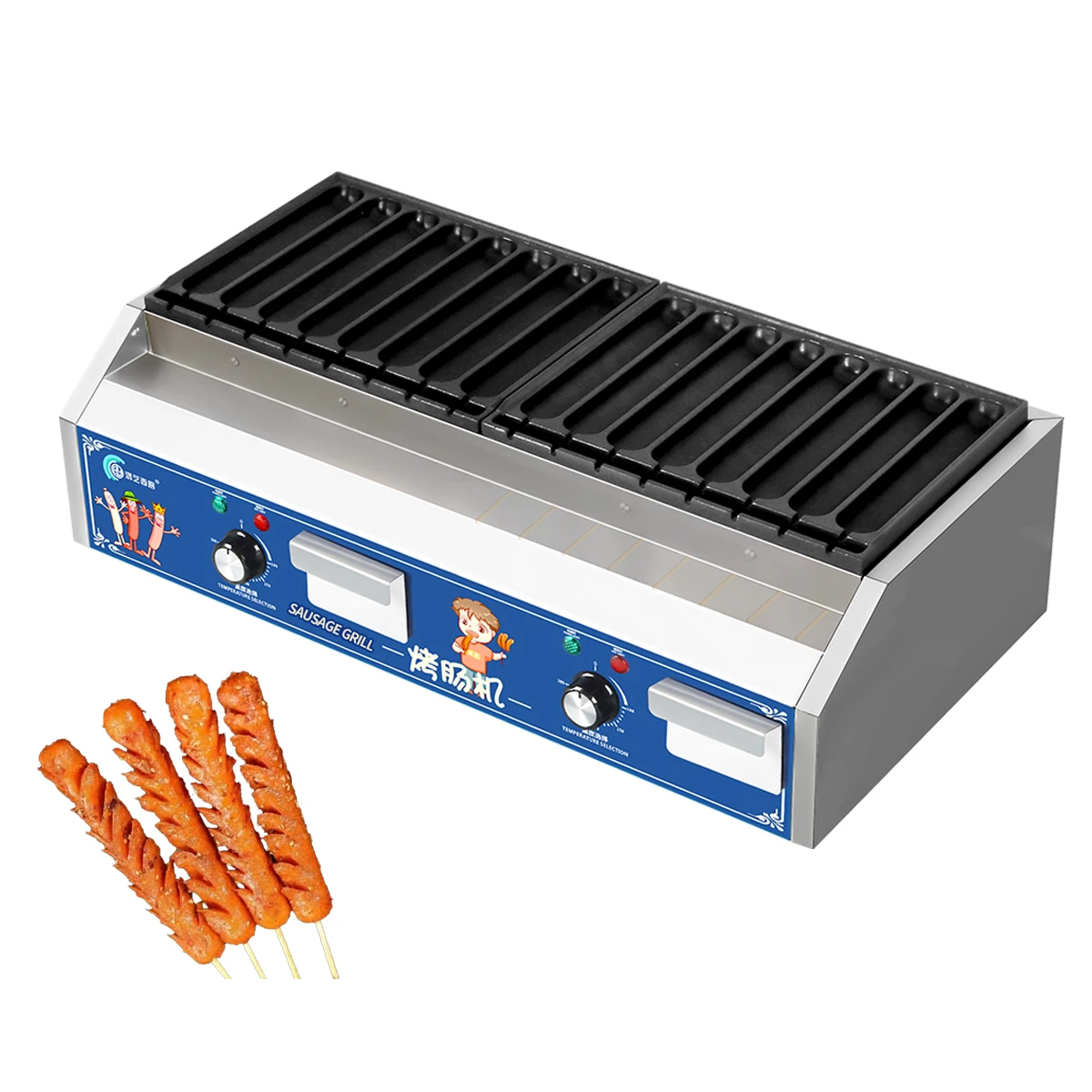 Professioneller kommerzieller Mini-Elektro-Hot-Dog-Grillmaschine, 220 V, 8/16/24 Hot-Dog-Grills für den Heimgebrauch und Lebensmittelgeschäfte