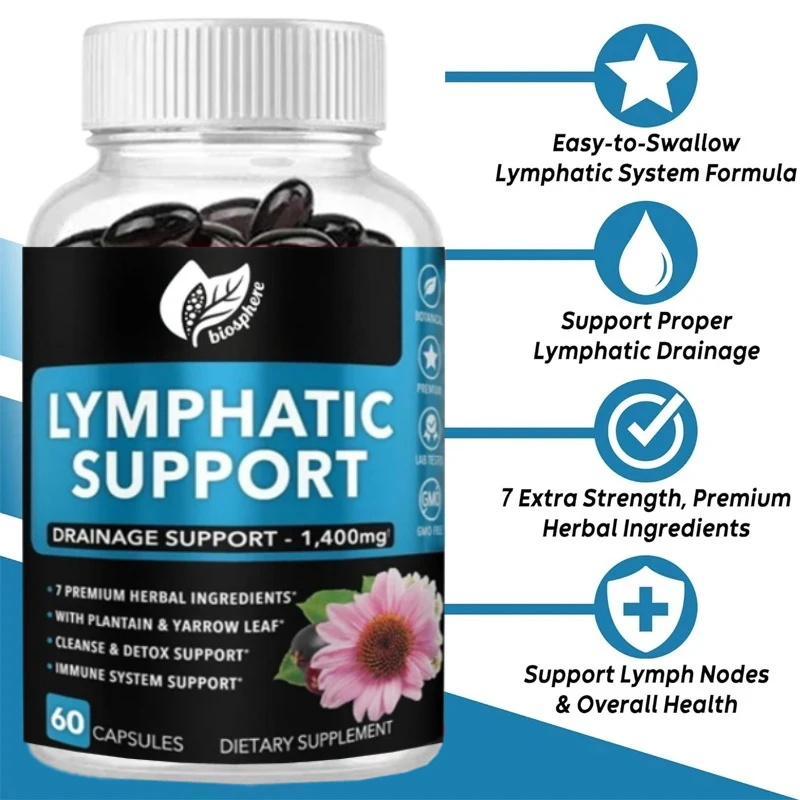 Lymph Drainage Supplement - Lymph Support Herbal Cleansing Product with Echinacea Lymph System Support Supplement