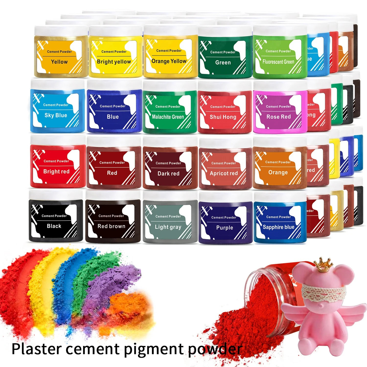 50ml Cement Powder Pigments, Gypsum Plaster Coloring Dyes, Iron Oxide Pigment Powder, DIY Handmade Concrete Cement Plaster Molds