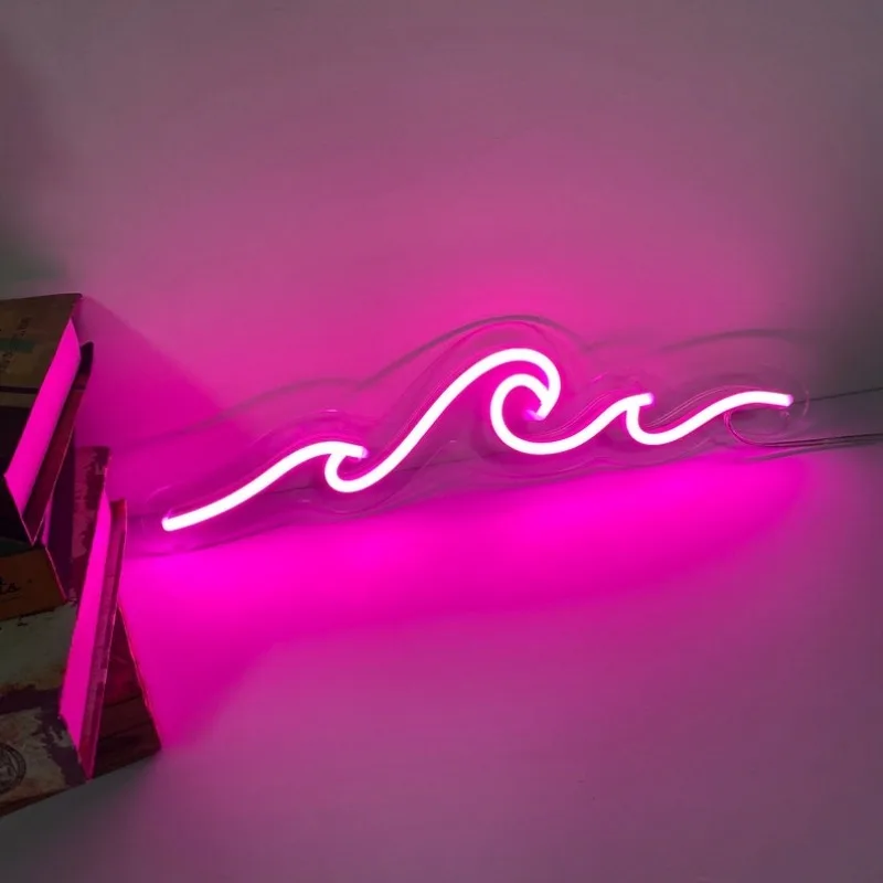 Wave Neon Sign Led Night Light Ocean Neon Lamp Personalized Birthday Gifts Nature Neon Signs Living Room Bedroom Office Decor
