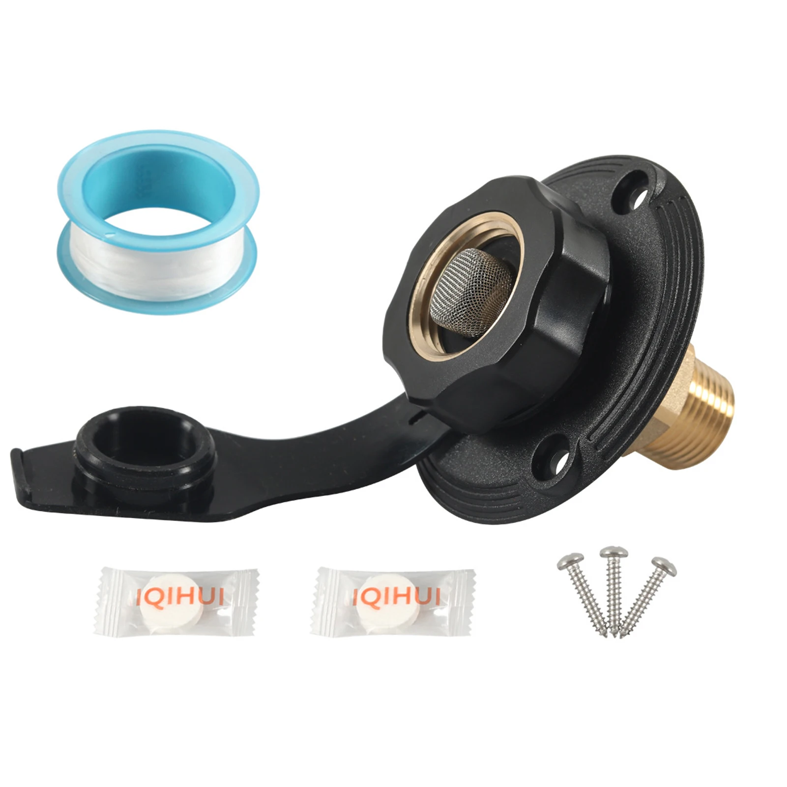 

Car RV City Water Fill Inlet Water Fill Inlet Built In Check Valve Flange Hose Connector Connection Fill For RV Marine Caravans