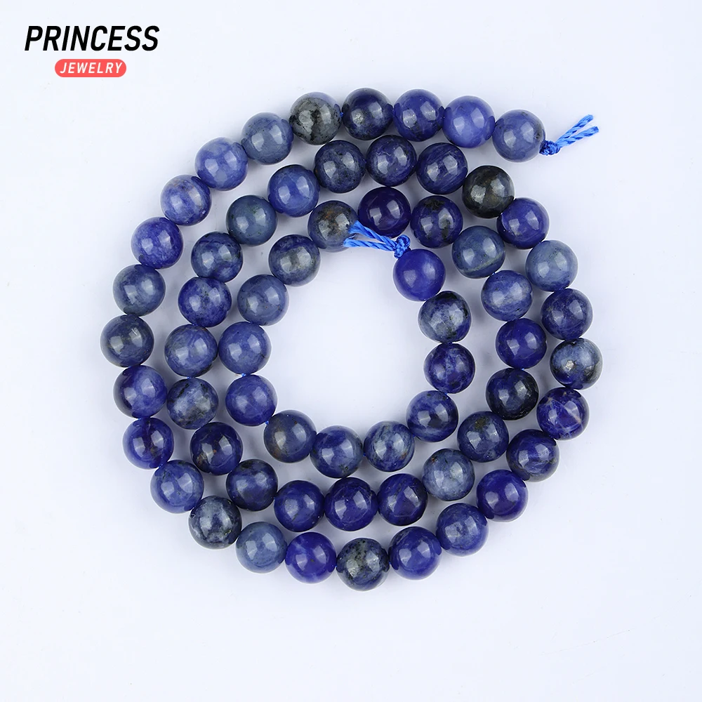 A+ Natural Blue Sodalite Blue Vein Stone Loose Beads for Jewelry Making  Bracelet Wholesale Stone Beads DIY Accessories 6-12mm