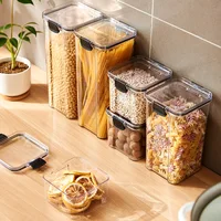 Sealed Jars Kitchen Grain Storage Organizer Large Tank Plastic Moisture-proof Storage Box Household Seasoning Jars Set 2