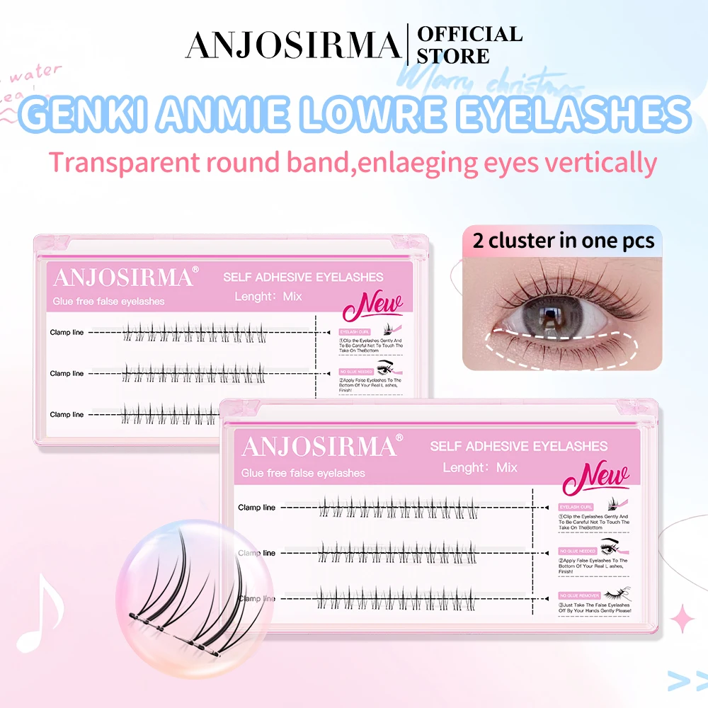 ANJOSIRMA Glue Free low Eyelashes Self-Adhesive False Eyelash Extension DIY cluster lash