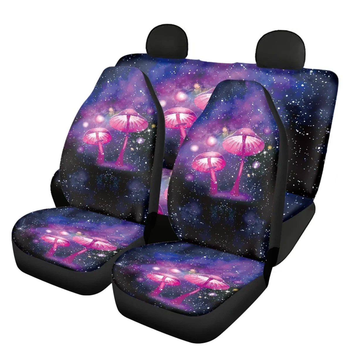 INSTANTARTS Fantasy Galaxy Mushroom Printed Anti-Slip Universal Car Front/Rear Seat Cover Washable Automobile Seats Protector