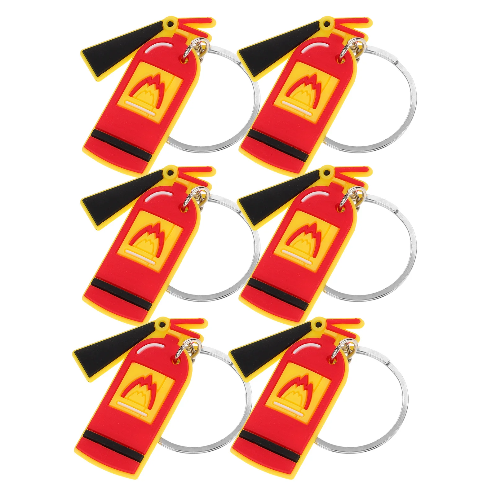 6 Pcs Firefighter Key Chains Keyring Pendant Extinguisher Keychain PVC Car Decor Rings