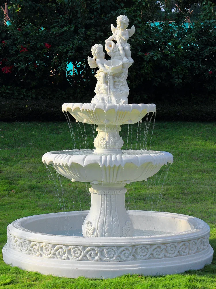 fountain wedding fountain landscaping decorative ornaments garden outdoor courtyard water feature flowers wishing pool