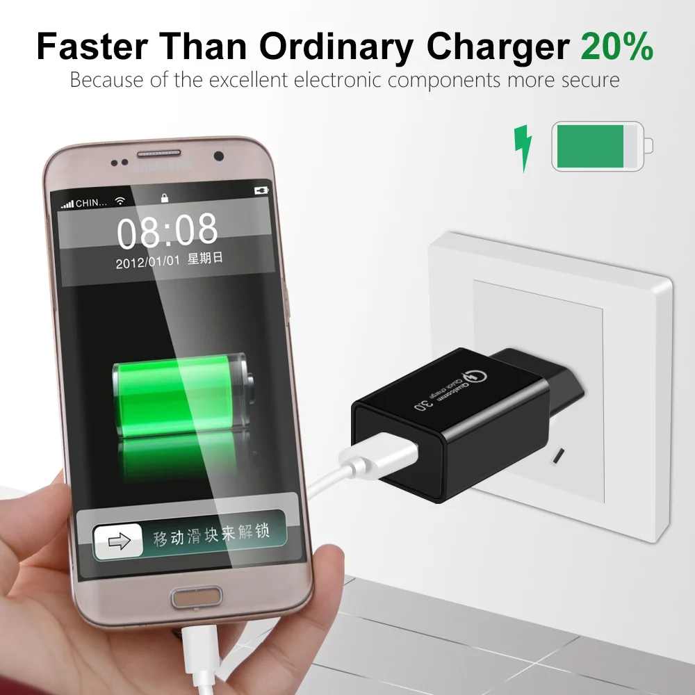 18W 3A Fast Charger QC 3.0 USB Charger Quick Charge 3.0 Phone Charger for iPhone for Huawei Samsung Xiaomi 6 8 Redmi EU US Plug