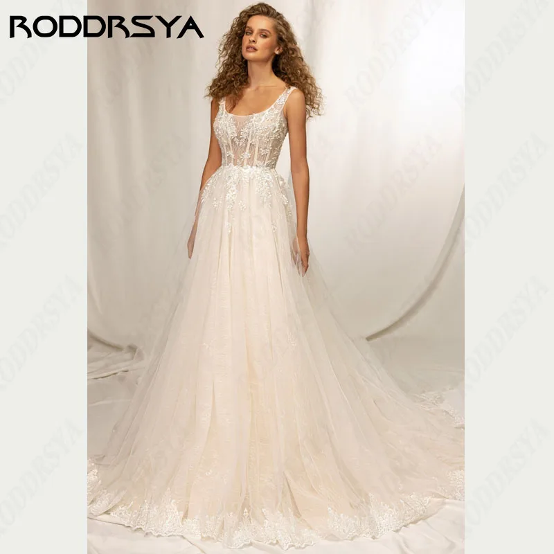 RODDRSYA أنيقة فساتين الزفاف على مستوى واحد رائع تول بلا أكمام brautkleider glitzer مخصص صنع الكلمة طول حفل الزفاف أنيقة فساتين الزفاف على مستوى واحد رائع تول بلا أكمام brautkleider glitzer مخصص صنع الكلمة طول حفل الزف