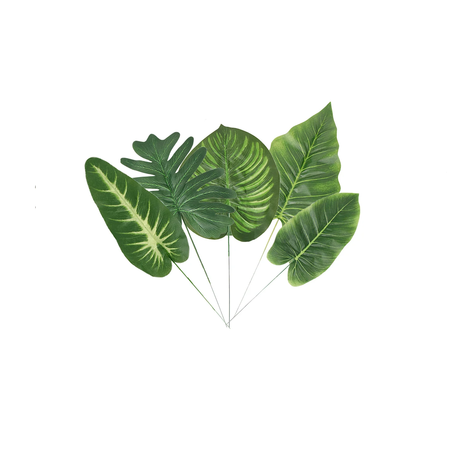 1pcs Artificial Green Turtle Leaf Scattered Tail Leaf Fake Silk Plant For DIY Wedding Birthday Party Home Decor Palm Leave