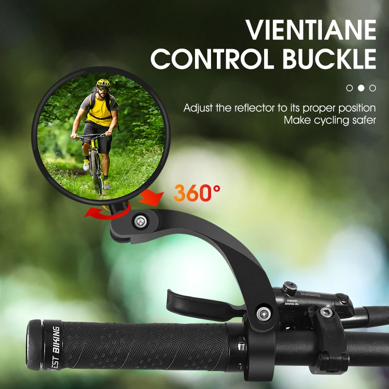 WEST BIKING Reflective HD Convex Bicycle Mirror 360 Adjustable Bike Handlebar Rearview Mirror Wide Angle View Bike Accessories