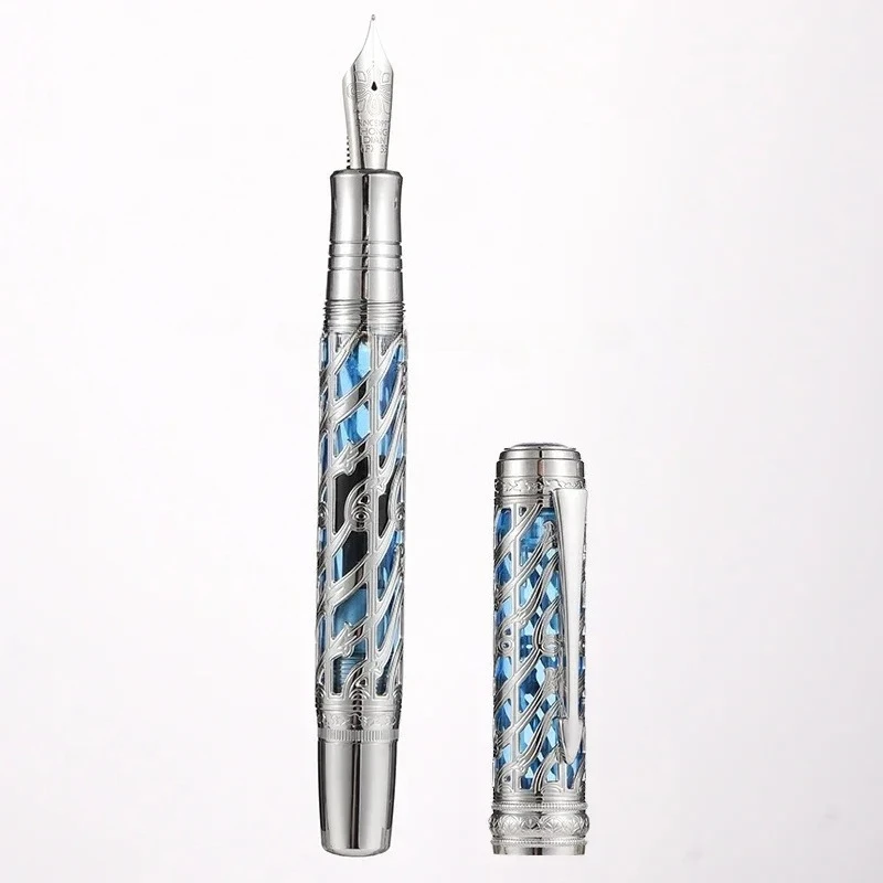 

Hongdian A6 Hollow Piston Metal Fountain Pen 35# Nib Writing Ink Pen Long Knife Nib School Office Supplies Writing Gift Pens