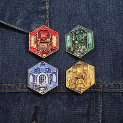 Geometric Color Film and Television Accessories Creative Magic School Room Geometric Design Badge Creative Brooch
