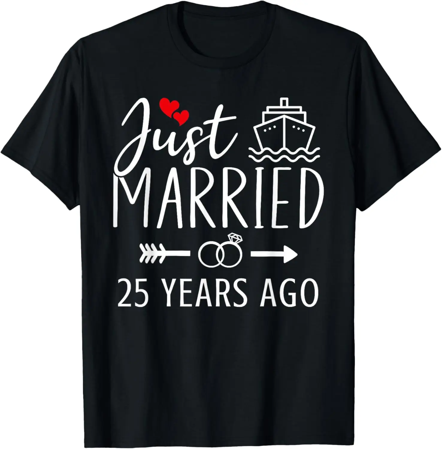 Just Married 25 Years Old Cruise Vacation Honeymoon Couples T-Shirt