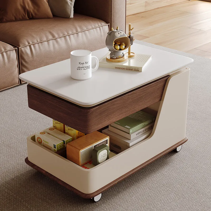 DSA removable coffee table small apartment simple modern sofa side table living room lifting trolley rock slab multi-functional