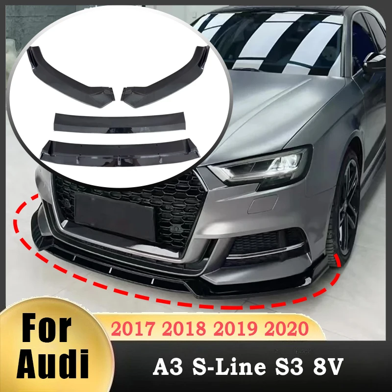 

Front Bumper Lip For Audi A3 S-Line S3 8V 2017 2018 2019 2020 Spoiler Splitter Bumper Canard Lip Splitter Guard Blade Body Kit