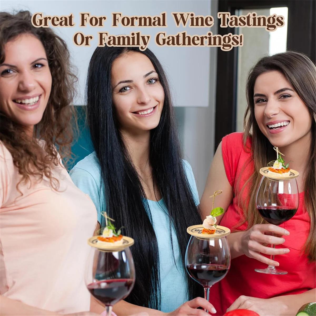 8 Pcs Wine Glass Charcuterie Topper Wine Glass Covers Bamboo Wine Glass Topper Coasters Plate Wine Glass Charcuterie SQ