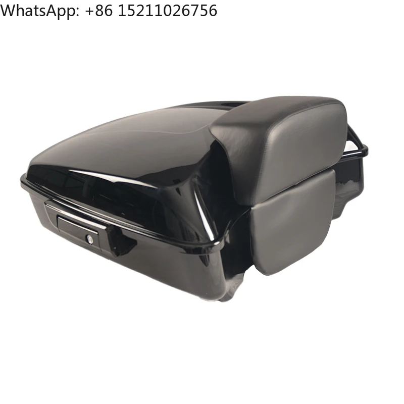Motorcycle Glossy Black 10.7 Inch Chopped Tour Pack with Backrest Black Latch Fit for Harley Touring 2014-2024