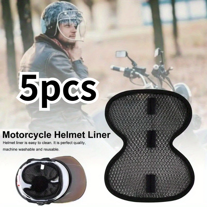 5pcs Breathable Motorcycle Helmet Insert Liner Cap Cushion Pad Quick-drying Sweat Wicking Helmet Insulation Lining Pad