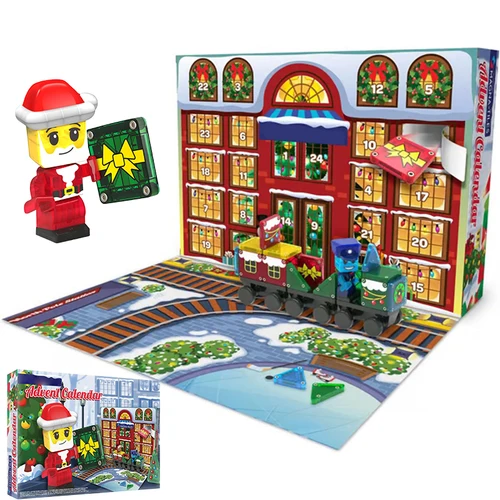 Adornos navideños para calendario de Adviento, tren magnético de Papá Noel, conjunto de construcción, 24 días de regalos sorpresa, decoraciones navideñas