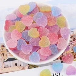 Cabujón de resina de caramelo falso, forma de corazón de reverso plano, simulación de comida, bricolaje, adorno de álbum de recortes, decoración artesanal, 18mm, 10 piezas