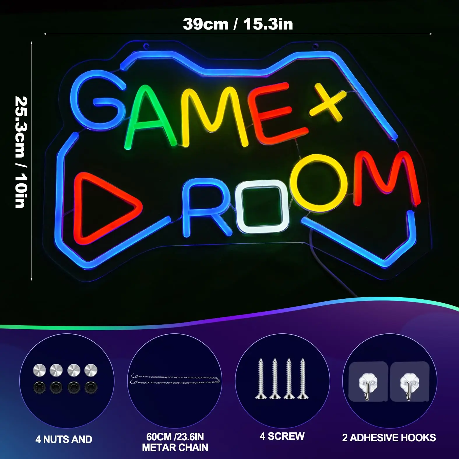Game On Neon Signs for Gamer Room Decor Light up Colorful LED Bedside Wall Lamps with USB Powered  Boys Gaming Room