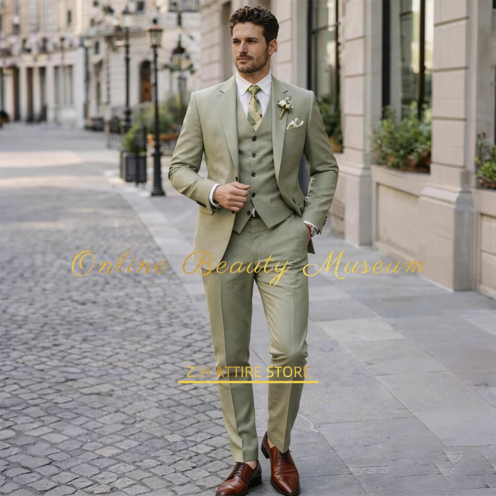 남성용 세이지 그린 3피스 정장, 현대적인 스타일의 웨 - Men Formal Wear Modern 리뷰 및 가격