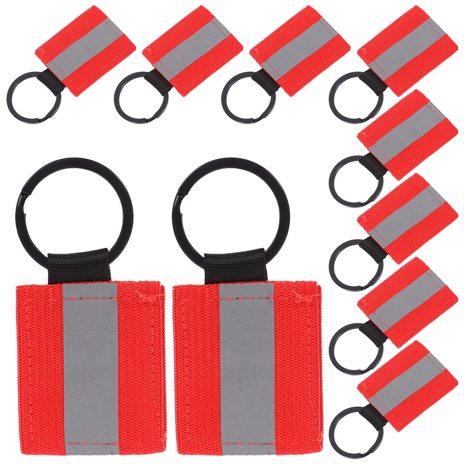 10 قطعة سلسلة مفاتيح عاكسة مزدوجة الجوانب تسميات عاكسات السلامة لحقائب الظهر والسترات ليلة في الهواء الطلق والعتاد الملحقات