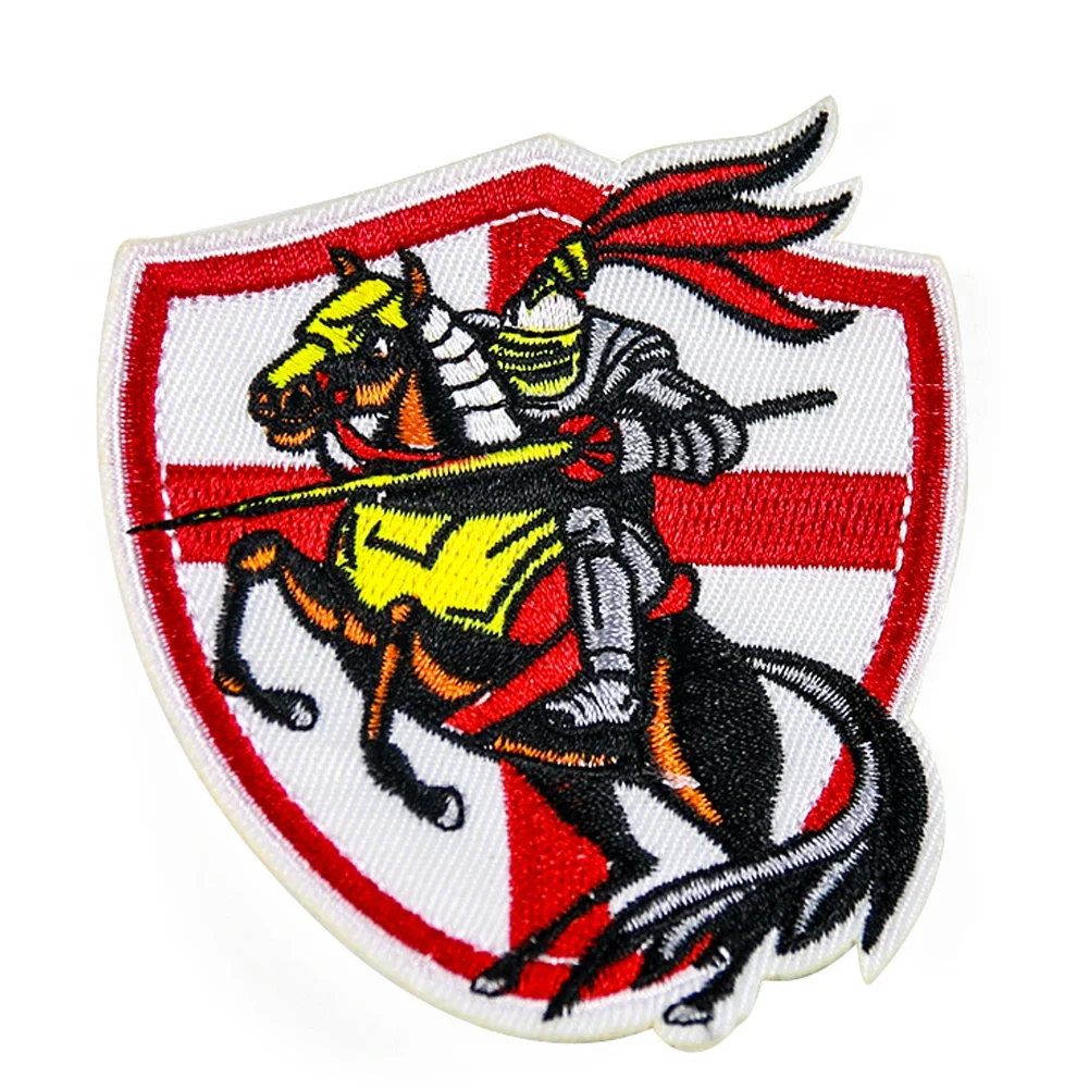 2Pcs The Crusaders Roman Spartan Knight Badge Patch Embroidered Applique Iron On Tactical Sheild Sewing Fabric DIY Embellishment