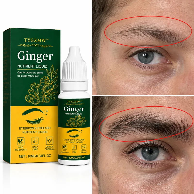 7 Days Eyebrow Eyelash Growth Serum 10ml Ginger Lash Brow Enhancer Fuller Brows Longer Thicker Lashes Root Care Women Men Daily