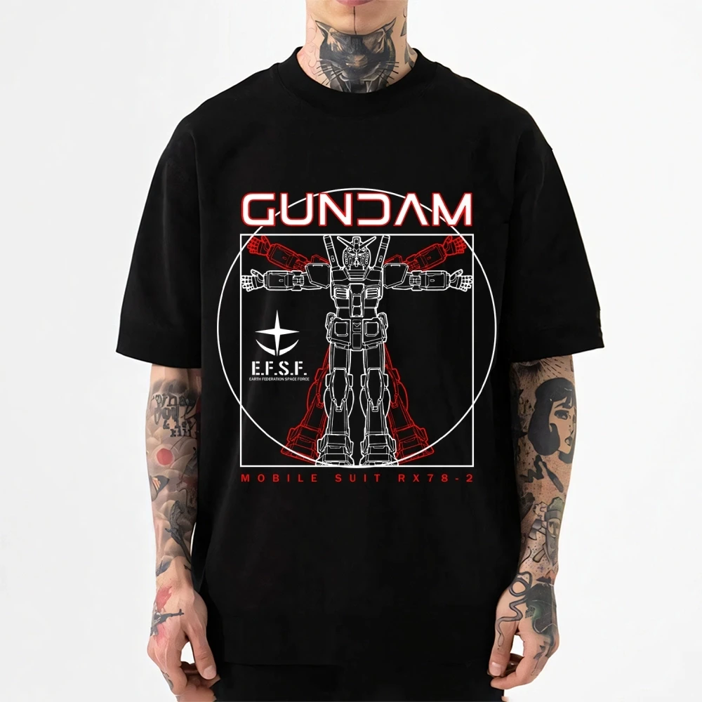 2026 Neues Gundam T-Shirt im japanischen Stil mit klassischem Aufdruck, kurzärmeliges T-Shirt für Herren und Damen, Herren-Oberteile, Harajuku