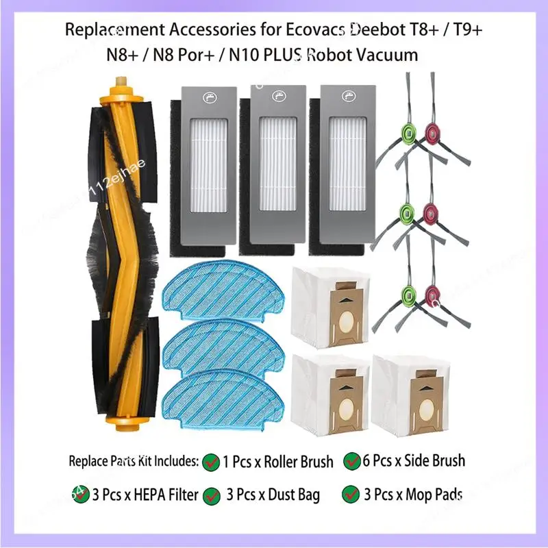 N83R 16 قطعة استبدال قطع الغيار ل Ecovacs Deebot T8 +/T9 +/N8 +/N8 Por +/N10 زائد روبوت فراغ الجانب الرئيسي فرشاة تصفية ممسحة الغبار