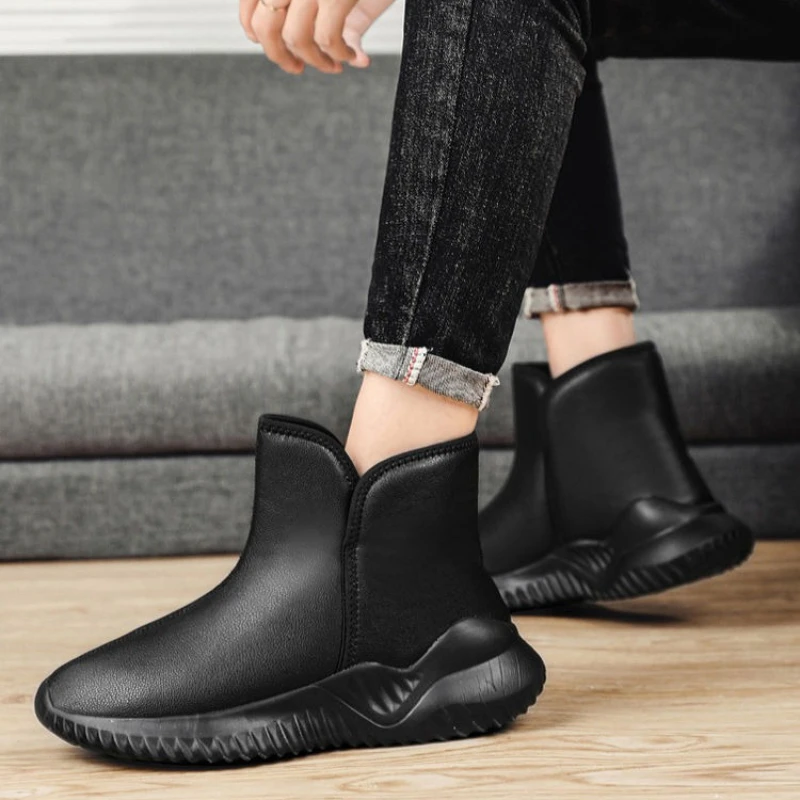 2025 nuevas botas de nieve de invierno para hombres, zapatos de algodón con aislamiento alto antideslizantes gruesos con forro polar para exteriores para el frío extremo