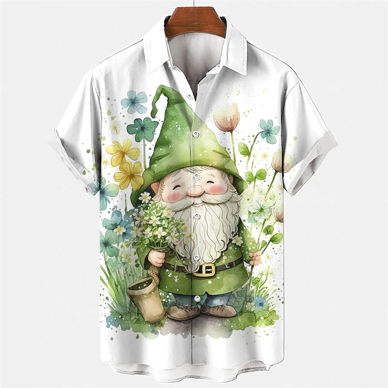 Funny Santa Claus Cosplay 3D Printed Shirts For Men Clothes Hawaiian Christmas Gifts Blouses Casual Y2k Button Tops Beach Shirts