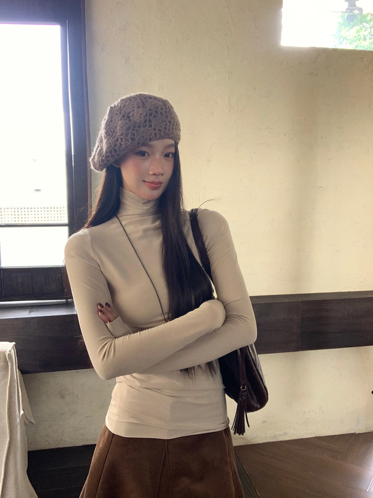 

Женская базовая кофта с высоким воротником и длинным рукавом, красивая, уникальная, омолаживающая, для осени и зимы от G Sle