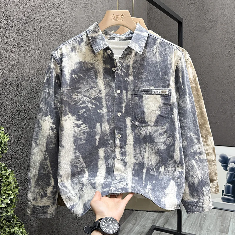 

Легкая роскошная модная японская рубашка с длинными рукавами для мужчин, новый стиль, модная и универсальная повседневная свободная рубашка