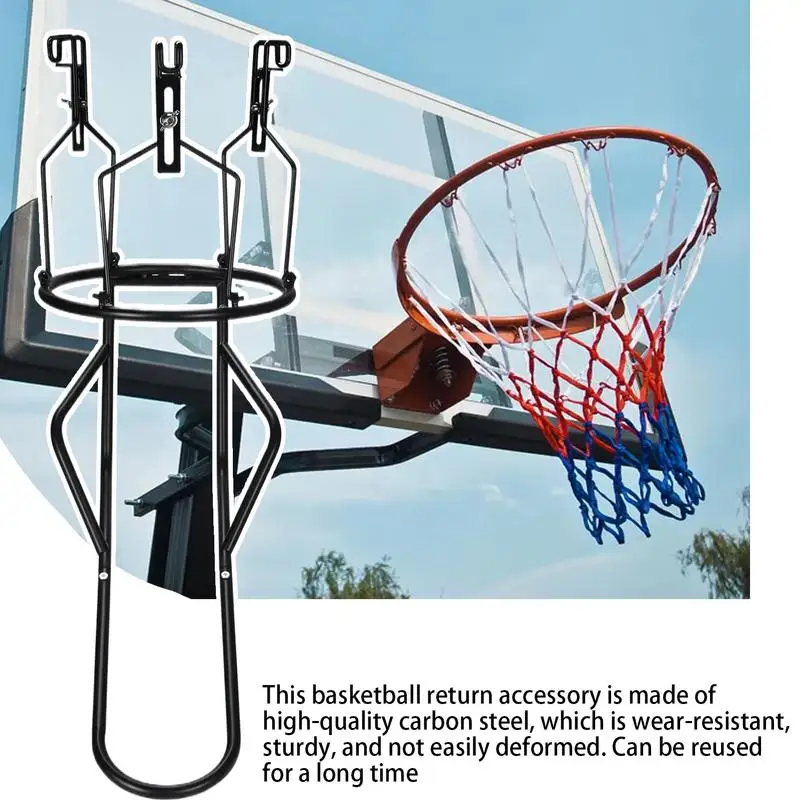 Basketball Rebounder Heavy Duty Steel Basketball Returner With 3 Stable Large Hooks Basketball Training Auxiliary Equipment For